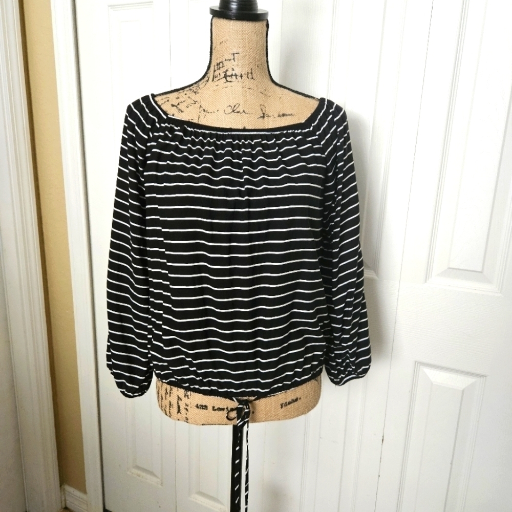 Altar'd State Black & White Striped Blouse Size S
